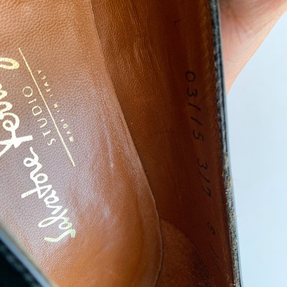 Salvatore Ferragamo Black Leather Tassel Flat Loafers Slip On 8D Made in Italy - Picture 11 of 13